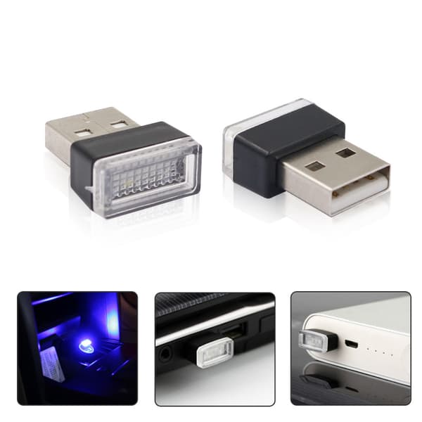 2PCS Mini Car Interior Ambient Light LED Neon Light USB Ambient