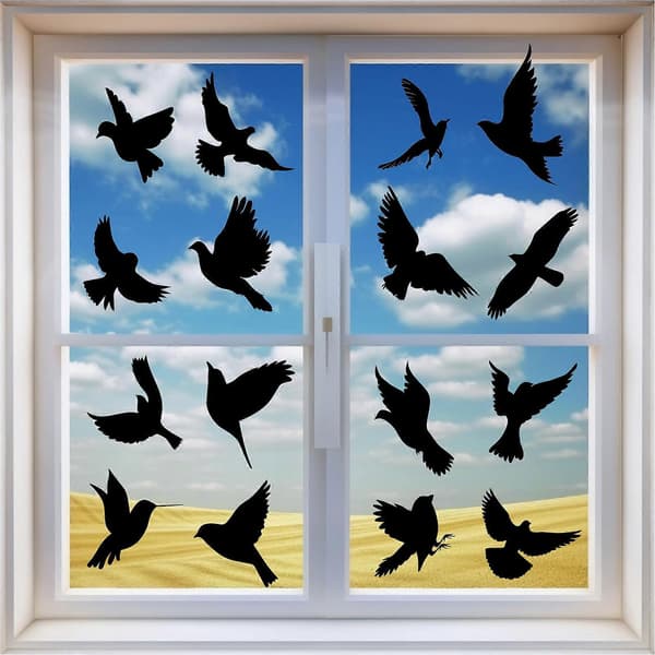 Hummingbird Static Window Decals Black, Non-Adhesive Adsorption Window Decoration Suitable for Kitchen Dining Room A A