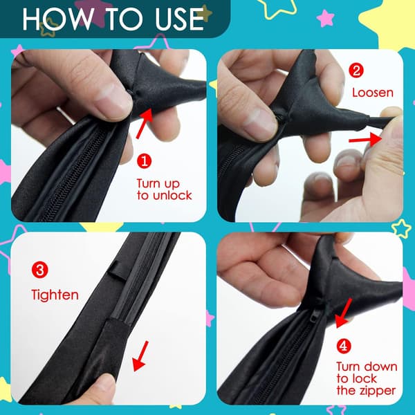 Færdigbundne slips til drenge 1/2 pakke 14 tommer justerbar lynlåsslips bryllup dimission skoleuniformer 1 sort medium (14 tommer) 1 Pack Black Medium (14 inch)