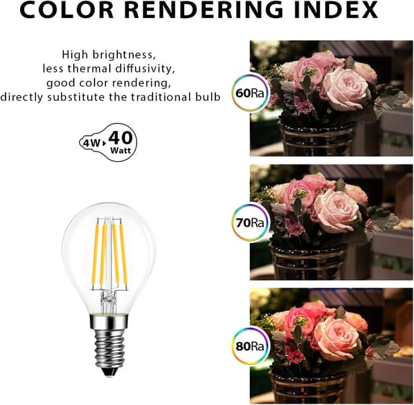 Edison LED-lampor, 4W, E14, G45 skruv, 6-pack, ej dimbara, 470 lumen, varmvitt ljus 3000K