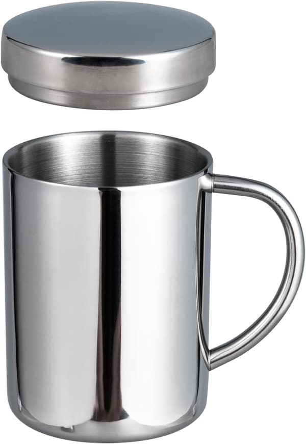 Campingmugg Kaffemugg Kopp Dubbelväggig Rostfritt Stål Drickmugg med Lock för Hemma Kontor Camping Picknick (400ml)