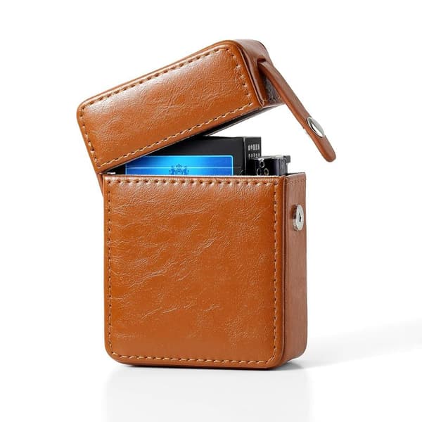 PU-læder flip-top etui, bærbart ridsefast opbevaringsboks organizer pungdesign