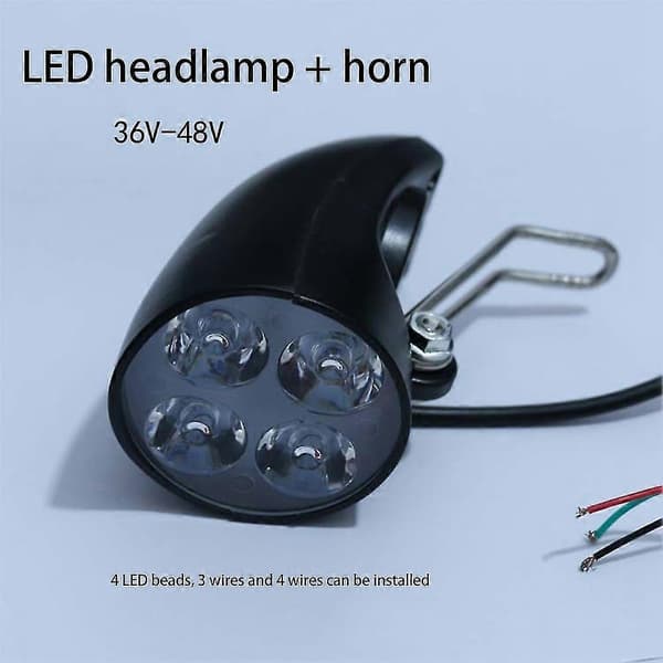 36v 48v Ebike Lampe Scooterlampe Elektrisk Cykel 4 Led Forlygte Ultralys Stærk Spotlight Med