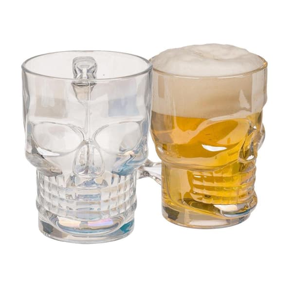 1/2/4-pack Beer Glass / Glass - Skull - Choose quantity! Transparent