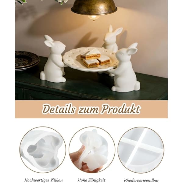Påske Silikoneform Støbeform - Påskehare Form til Gips, Resin & DIY, Silikoneform til Påskedekoration Hobby & Håndværk