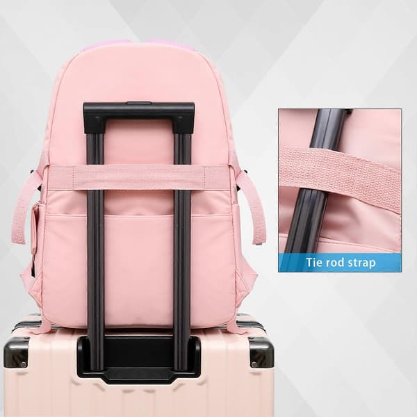 Simple Printed Backpack for Women Large Capacity Square Backpack for Students and Office Workers Pink Rosa