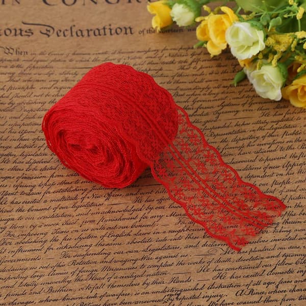 Blondekant, blondebånd til DIY-håndverk, klesplagg, 10 m, rød_yux rød red