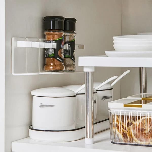 Wall Mounted Spice Jar Holder Adjustable Spice Rack Organizer For Kitchen Bathroom Living Room 1 1