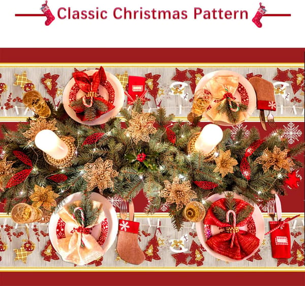 Christmas Tablecloth, 150 x 200 cm Decorative Rectangular Christmas Tablecloth