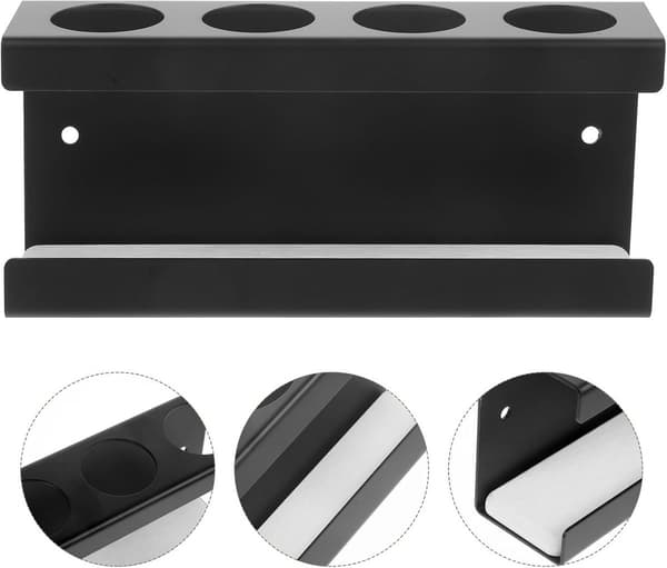 Tandbørsteholder - 20*5*8,5 cm - Vægmonteret, med absorberende plade - Stativ til elektrisk tandbørste - Sort