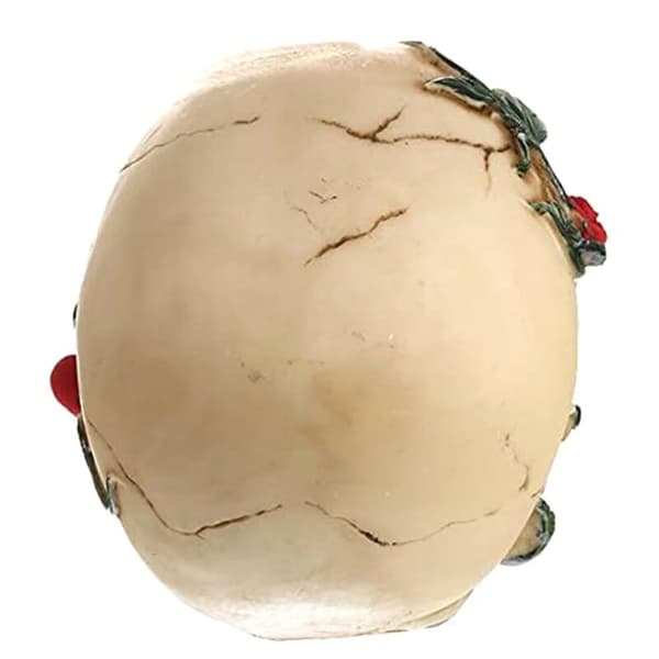 Human Skull with Pink Resin Statue, Small Head Sculpture, Collectible Skulls