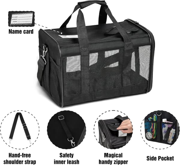 Pet Carrier, Soft, Foldable, Durable, Airline Approved (M) M M