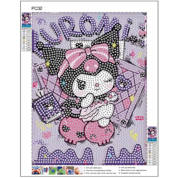 sanrio kuromi 5d gør-det-selv diamantmalingssæt med 5d Holdbart materiale Funktionelt design, Daglig brug Nem vedligeholdelse, Egnet PC32-Uden ramme PC32-No Frame