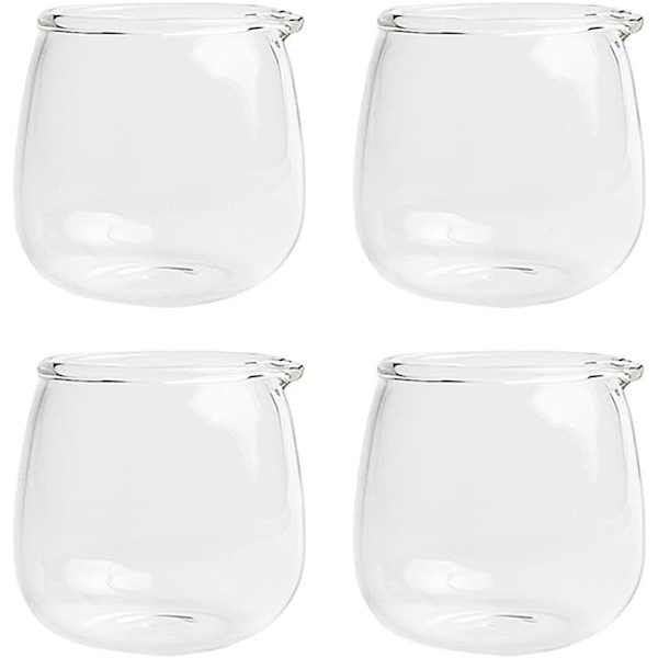 4 stk. mini flødekander i glas, mælkekander, sovsekander, til kaffeservering, 60 ml -
