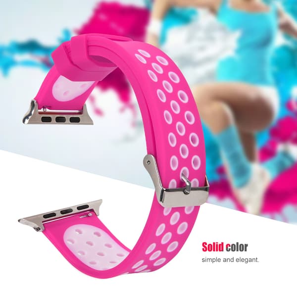 Slitesterkt silikonarmbånd til klokke (fluorescerende rosa + hvit)