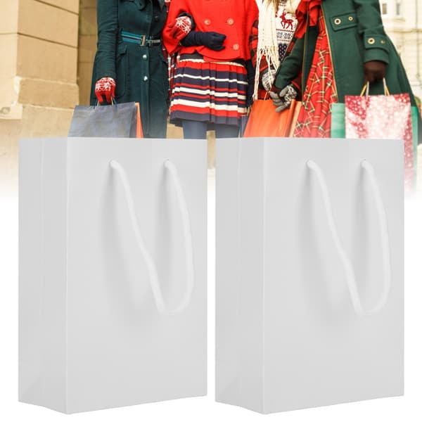 10 pcs Drawstring Paper Bags, Portable Crafts, Gift Handbag, Clothing Packaging Tools, White