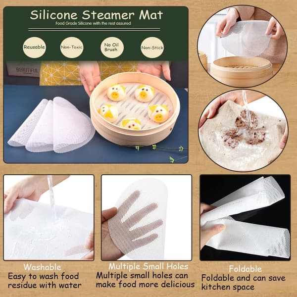 5 stk gjenbrukbare silikon dampnettmatte non-stick dampmatte