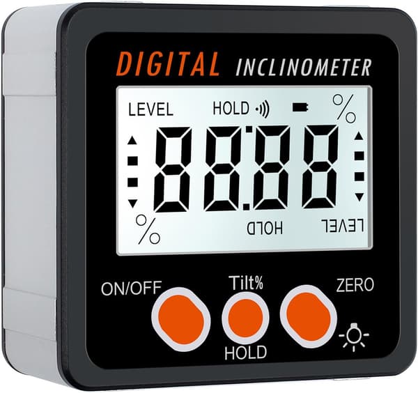 Digitalt Inklinometer 4*90° Magnetisk Goniometer Vanntett IP54, u
