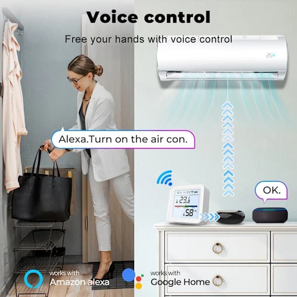 Smart WiFi Temperatur- og luftfugtighedsmåler Holdbar Praktisk temperatursensor til kontor og hjem
