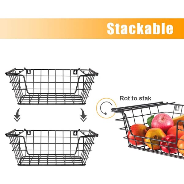 Multifunctional Storage Baskets Hanging Large Wrought Iron Cabinet Utensil Organization Fruit Basket