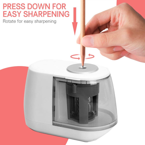 Fully Automatic Pencil Sharpener Spiral Blade USB Pencil Sharpener (White)