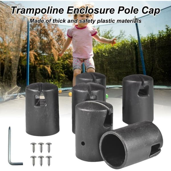 Trampolinrørhetter - Tykke, holdbare trampolinestolpeender, erstatningsbeskyttelse for flatt stålplate toppringsystem, svart,