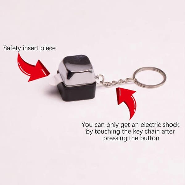 Prank Button Keychain Joke Toy, Harmless Electric Shock Prank Button, Funny Practical Prank Gift for Adults and Teens Red Red