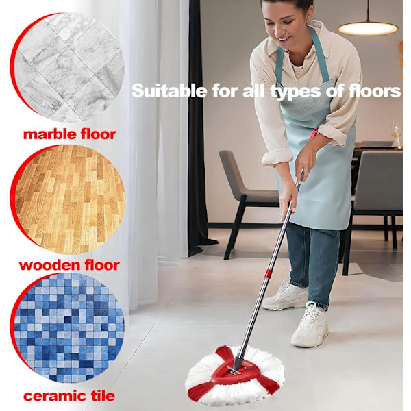 Stykker Moppehoveder, Erstatningshoveder til Vileda Moppe, Kompatible med Vileda Turbo 2i1 Moppe, Mikrofibermoppe