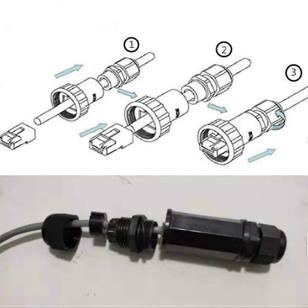 5pcs M22z Shielded Rj45 Waterproof Cat5/5e/6 8p8c Connector Ip67 Ethernet Lan Cable Connector Double