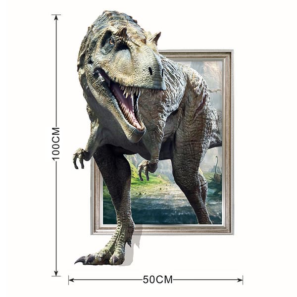 3D ødelagt vegg realistisk dinosaur soverom stue barn