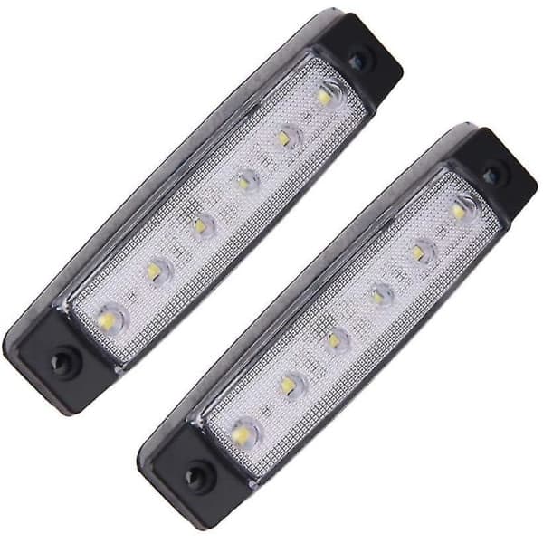 12V 6 LED posisjonslys for tilhenger, baklys, sidemarkeringslys, blinklys, instrumentbelysning (hvit)