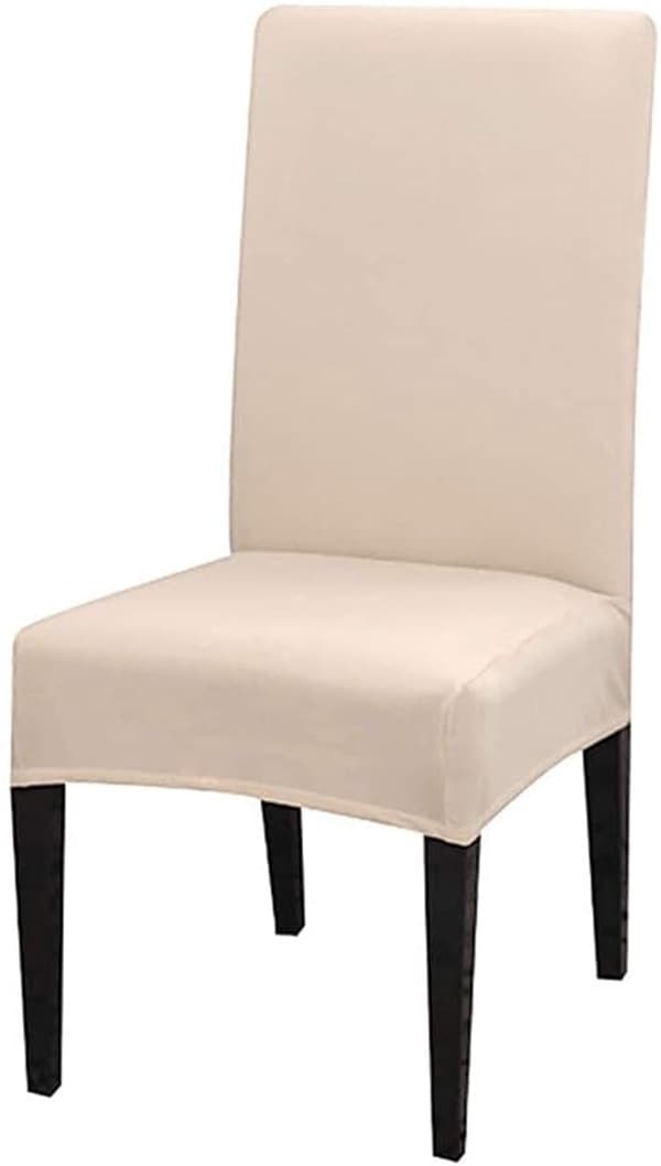Dining Chair Cover Set of 6 Stretch Polyester Removable Machine Washable For Kitchen Dining Room Beige