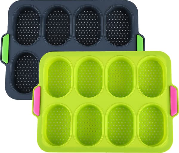 2 stk. Mini Baguette Bageforme, Perforerede Non-Stick Bageforme