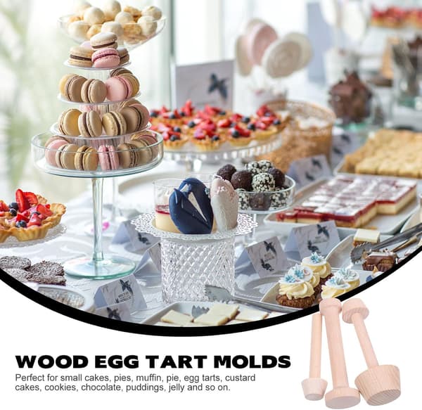 3pcs DIY Egg Tart Molds Wooden Egg Tart Molds Non-stick Coating Easy Release Baking Molds