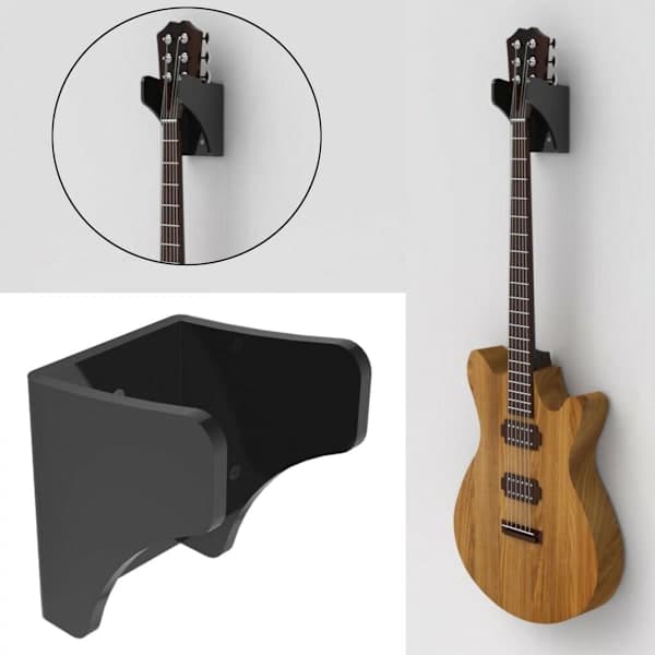 Veggmontert gitarstativ, spar plass svart
