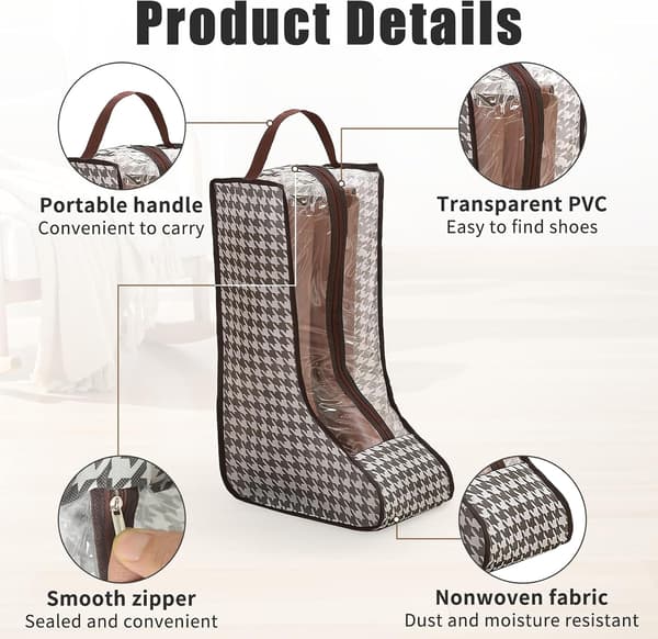 2-pack Boot Bags, Portable Dustproof Boot Bags for Cowboy Boots, Protective Covers and Organizers for Tall Boots