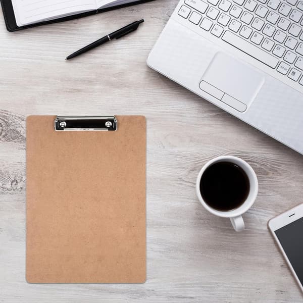 A4 Clipboard, 4-pack Wood Hardboard Office Clipboard with Low Profile Clip