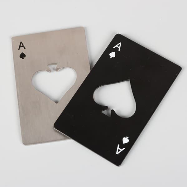 2 stk Poker Flaskeåbnere, Flaskeåbnere i Rustfrit Stål, Passer