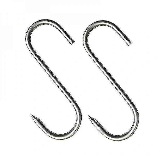 20 Pieces Stainless Steel Meat Hooks with Sharp Point for Butcher Kitchen, Smoking, and Fish Hanging, Silver 12.5x5 cm