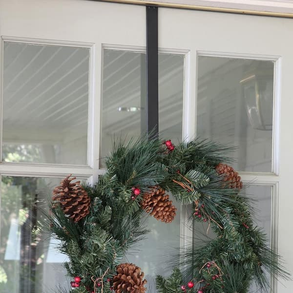 2 Wreath Hooks - Wreath Hanger - Wreath Hook - Telescopic Hook From 38 to 65 cm - Black