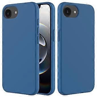 For iPhone 16e Deksel Støtsikkert Flytende Silikon Mykt Fôr Bakside Telefondeksel - Blå