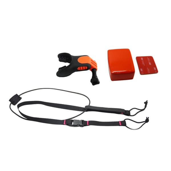 Surfmundstykke til GoPro med flydeblok og rem - sort/orange