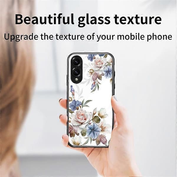 Compatible Case for Samsung Galaxy S25 Edge, Floral Pattern, TPU + Tempered Glass Protective Phone Case Red