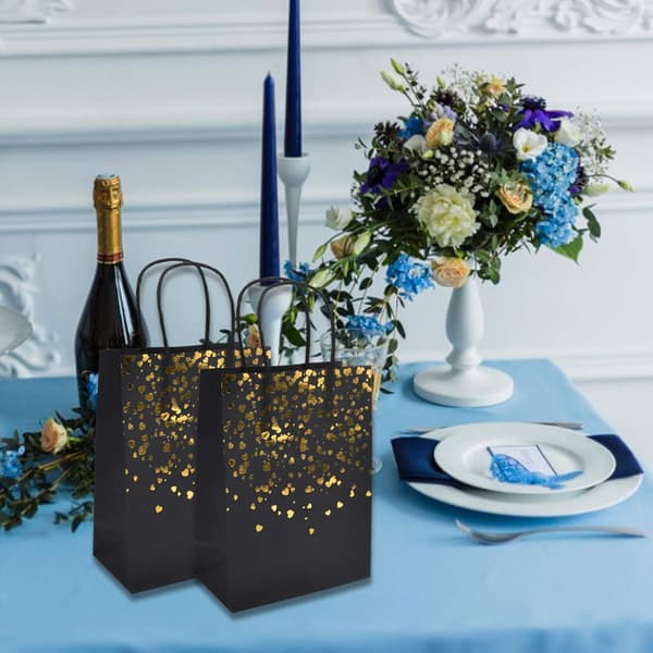 Vit 12 stk Kraftpose, 15 x 8 x 21 cm Papirgavepose, Kraftpapirpose med håndtak, Tan Kraft Gavepose