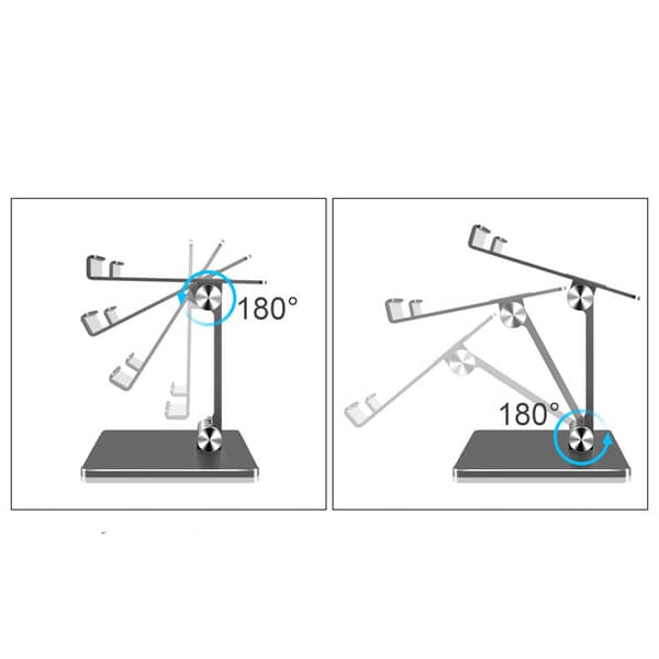 Tablet Stand, Multi-Angle Adjustable, Foldable, Stable Aluminum Alloy Tablet Holder for Home Office, Travel MT133 Silver