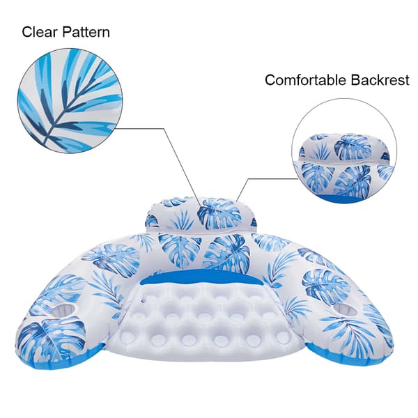 Summer Eco-Friendly PVC Printed U-Shaped Inflatable Floating Row with Cup Holder (Blue)