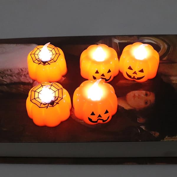 12 Halloween Party Decorations LED Electronic Pumpkin Lights Atmosphere Ornaments Light Luminous Toy Pumpkin Light
