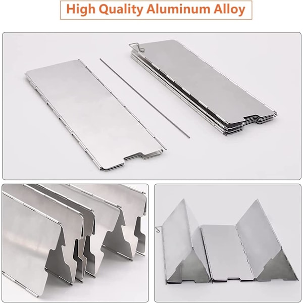 10 st hopfällbara vindskydd i aluminiumlegering, aluminium camping vindskydd, hopfällbart vindskydd för utomhusbruk, lämpligt för campingkök utomhus