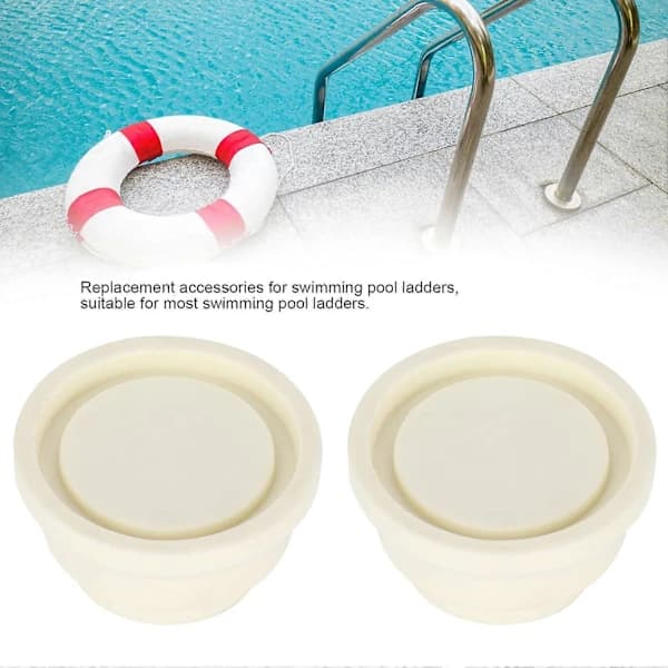 2 Pcs Pool Ladder Buffer, Inground Pool Ladder End Caps, White Rubber Buffer Set for Pool Ladders, Universal Spare Parts