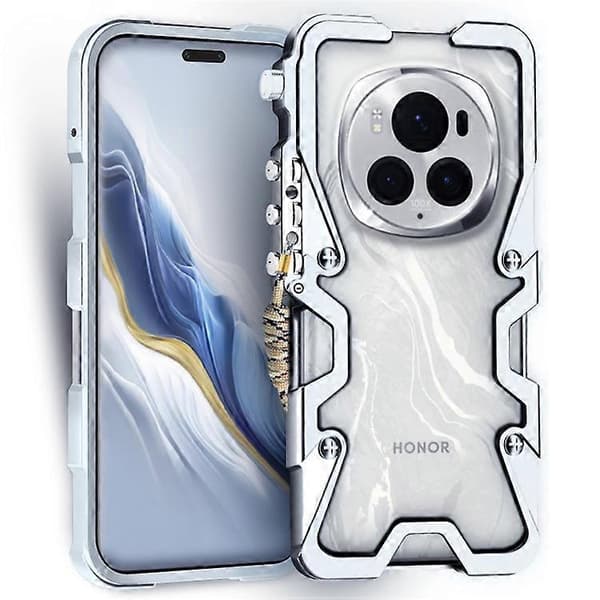 Kompatibel med Honor Magic6 Pro 5G Mekanisk Arm Aluminiumlegeringsfodral Stötsäkert Telefonskydd Silver Silver